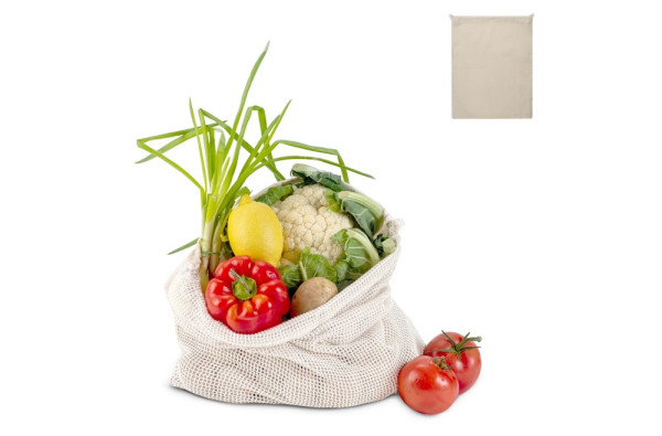 Herbruikbaar groente & fruit zakje OEKO-TEX® katoen ecru 40x45cm