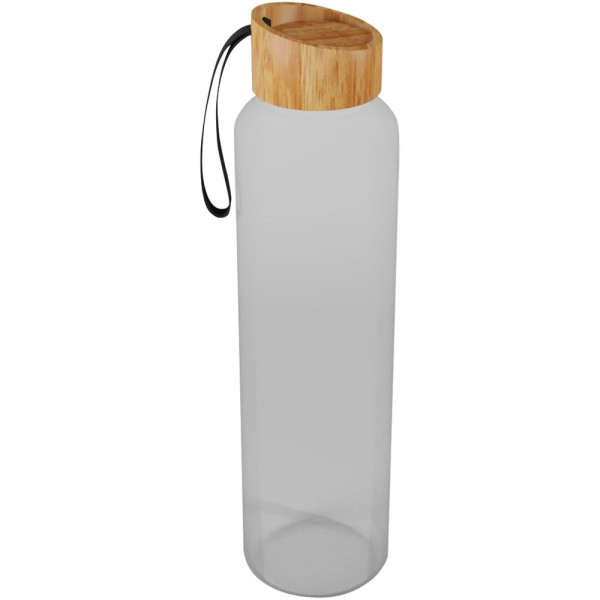 SCX.design D21 fles van borosilicaatglas van 550 ml met gerecyclede siliconen hoes en bamboe deksel
