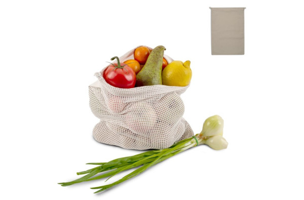 Herbruikbaar groente & fruit zakje OEKO-TEX® katoen ecru 30x40cm
