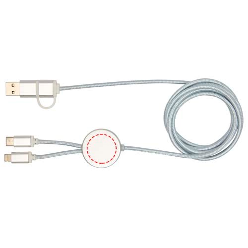 Alasia 5-in-1 150 cm datasynchronisatie- en 27 W snellaadkabel van gerecycled aluminium en plastic