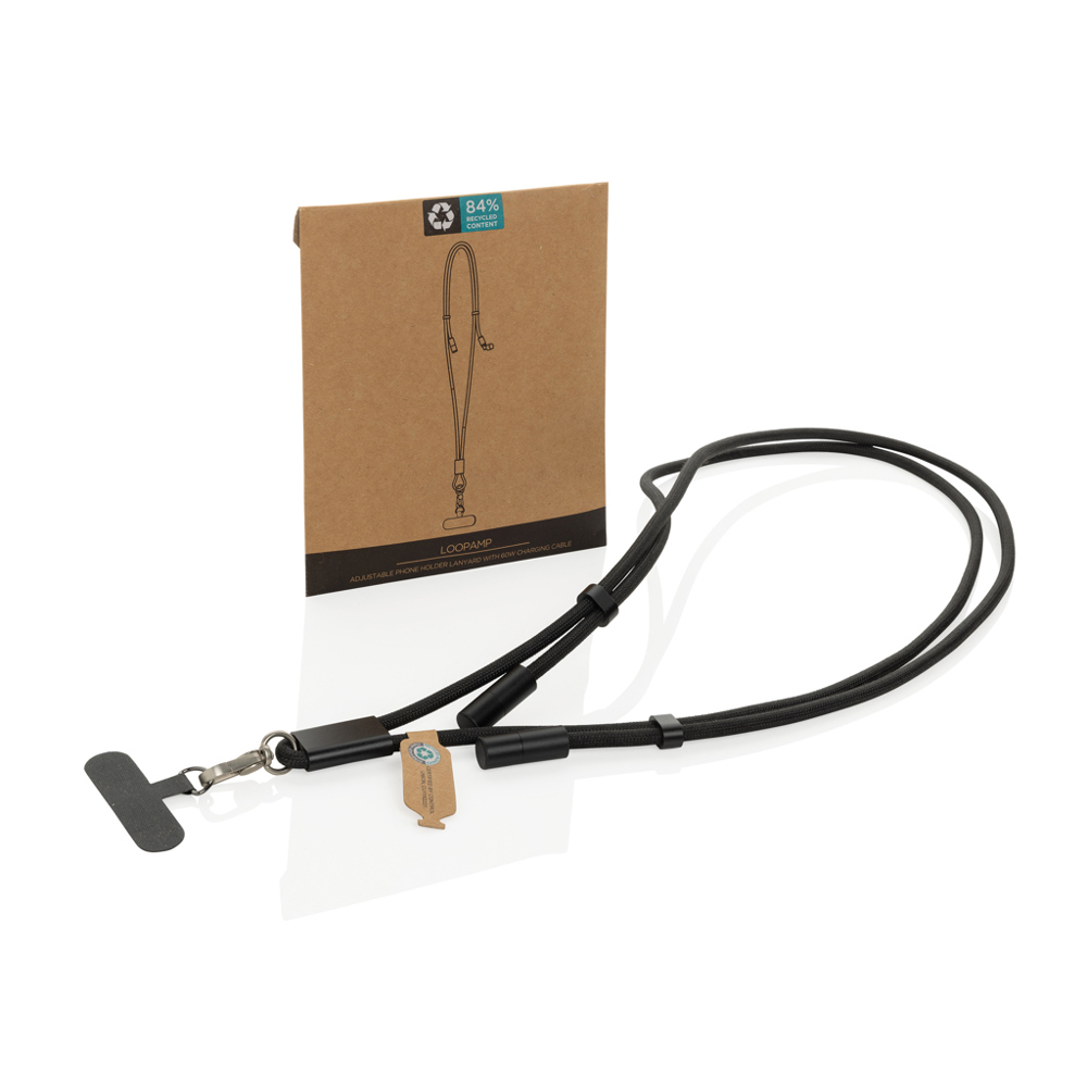 LoopAmp RCS rPET verstelbaar telefoonkoord met 60W kabel